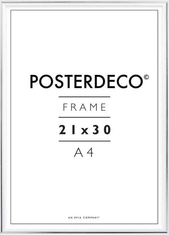 Fotolijst - Posterdeco - Premium Metaal - Fotomaat 21x30 cm (A4) - Posterlijst - Fotolijstje - Zilver