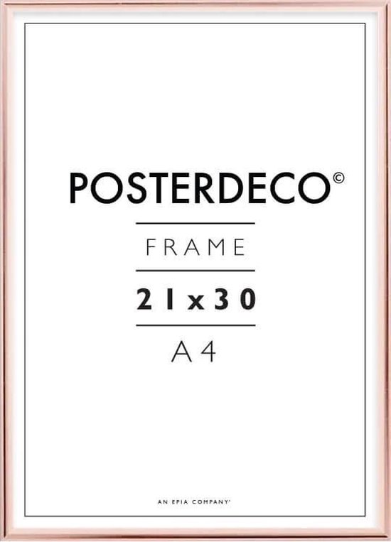 Fotolijst - Posterdeco - Premium Metaal - Fotomaat 21x30 cm (A4) - Posterlijst - Fotolijstje - Rose