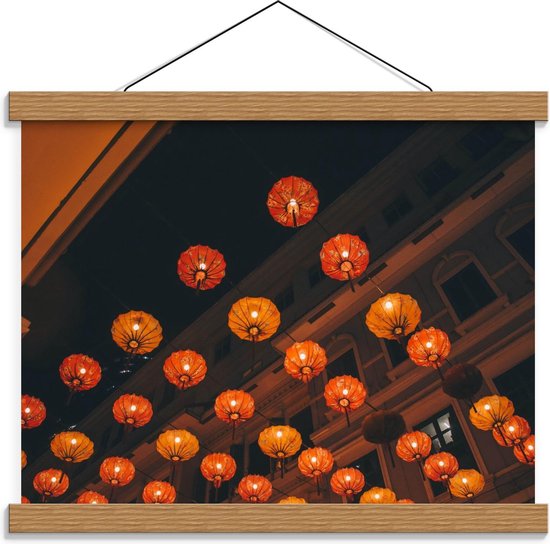 Schoolplaat – Chinese Papieren Lantaarns - 40x30cm Foto op Textielposter (Wanddecoratie op Schoolplaat)