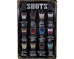Wandbord Drank Cafe Pub - Shots Menu