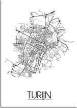 Turijn Plattegrond poster A4 (21x29,7cm) - DesignClaud