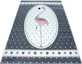 Kinderkamer Tapijt met schattige Flamingo Grijs-roze-Wit