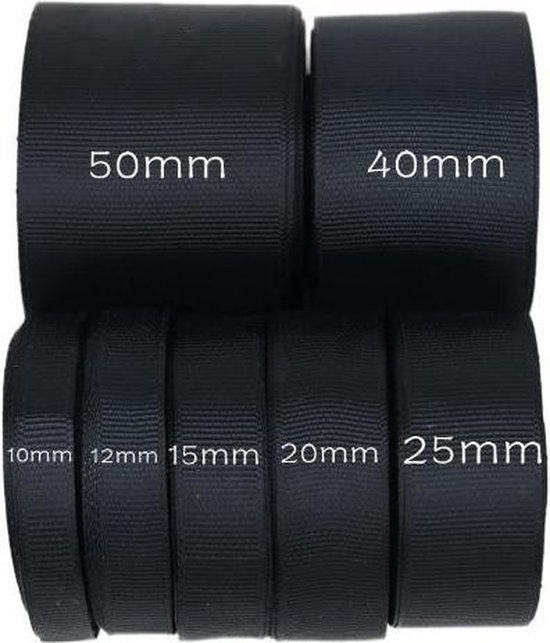Allesvoordeliger Nylon band 20 mm breed - zwart - 10 meter | bol.com