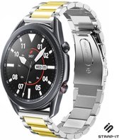 Stalen Smartwatch bandje - Geschikt voor  Samsung Galaxy Watch 3 stalen band 45mm - zilver/goud - Strap-it Horlogeband / Polsband / Armband