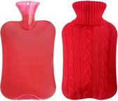 Warmwaterkruik en hoes  | rubber - rood | 31 x 20 cm - 2 L