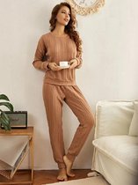 MKL - Dames nachthemd - Casual Vlak Lounge sets - Pyjama - Lounge kleding - Nachtkleren - Polyester - Ochtendjas / Ochtendpyjama - Nachthemd - Nachtbadjas - Set van broek en trui-