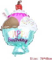 Folieballon van Grote IJS coupe en tekst Happy Birthday
