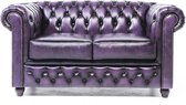 Chesterfield Bank Original Leer | 2-zits | Antiek Paars | 12 jaar garantie