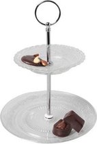Retro Etagere 2 laags - Luxe Serveerset - d13-18xh23,5cm glas