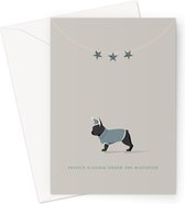 Hound & Herringbone - Zwarte Franse Bulldog Kerstkaart - Black French Bulldog Festive Greeting Card