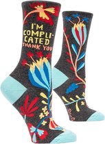 Bloemetjes sokken met grappige tekst: I'm Complicated Thank you - Maat 36 tot 40 -dames