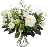 Kunstbloemen boeket - veldboeket van zijden bloemen - droogboeket wit 60 cm hoog
