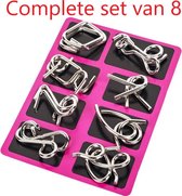 8x Metalen Puzzel Breinbreker - Hersenkraker Set - Denkspel - Puzzel - Brain Teaser - Geduldspel - Paars - Stipco