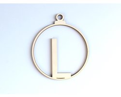 HOUTEN KERSTVERSIERING / WOODEN CHRISTMAS DECORATION - KERSTBAL / CHRISTMAS TREE BAUBLE - Letter L - 9cm - LICHT HOUT / NATURAL WOOD - HOUTEN HANGERS - KERSTBOOM - ALFABET / ALPHABET - KERSTDECORATIE - NAAM