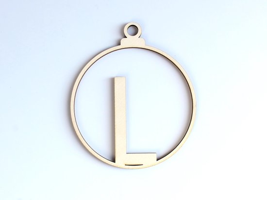 HOUTEN KERSTVERSIERING / WOODEN CHRISTMAS DECORATION - KERSTBAL / CHRISTMAS TREE BAUBLE - Letter L - 9cm - LICHT HOUT / NATURAL WOOD - HOUTEN HANGERS - KERSTBOOM - ALFABET / ALPHABET - KERSTDECORATIE - NAAM