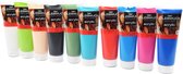 Acrylic verf 10 tube 250 ML - Watervaste verf - Acrylicverf 10 stuks kleur - phtalo blue 32 - Magenta 13 - Primary blue 30 - Brilliant red 12 - turqoise 35 - Olive 59 - Black 99 -