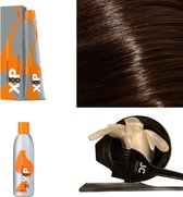 XP100 haarverf pakket kleur 7.1  Middenblond & As (1x 100ML) met 9% waterstof ( 1x 250ML) incl verfbakje, kwast, maatbeker, puntkam en handschoenen