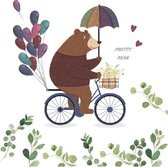 Muursticker | Beer op fiets | Wanddecoratie | Muurdecoratie | Slaapkamer | Kinderkamer | Babykamer | Jongen | Meisje | Decoratie Sticker |