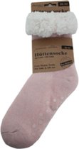 Huissokken dames anti slip - Roze met lurex - One size