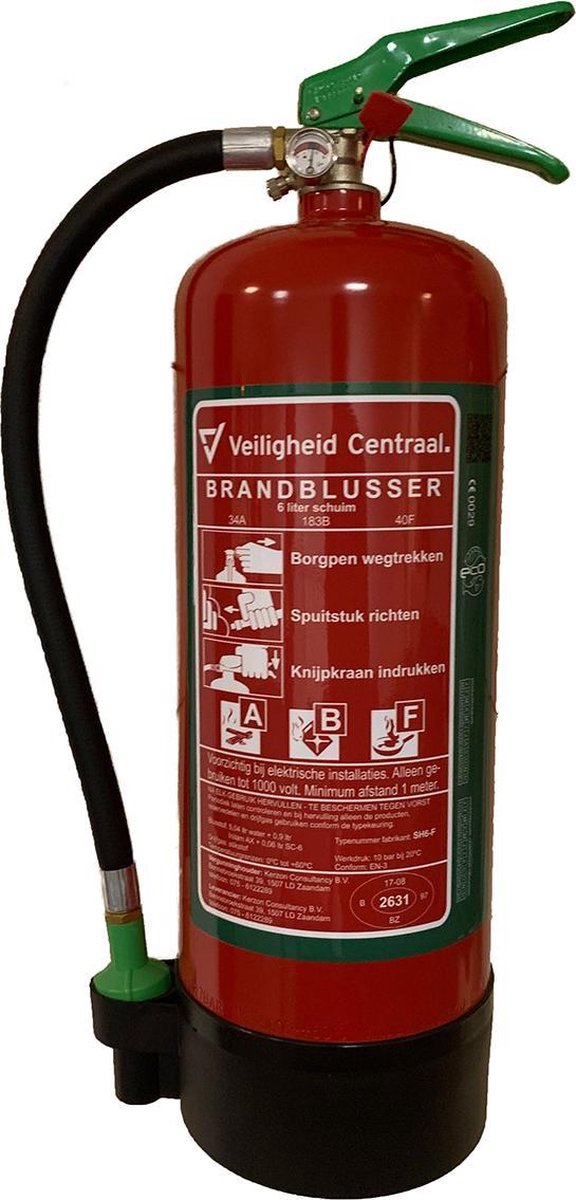 Schuimblusser ABF 6 liter, A-kwaliteit incl. Wandbeugel en keuring
