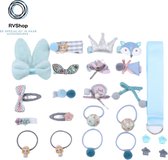 Blauwe Haarclips set - 24 Stuks - Haarsieraad - Glitter - Bling Bling - Baby Blauw - Haarspelden - Haarknip - Haarclip - Haarelastiekjes - Elastiek - Dames Meisjes Kinderen - Haaraccessoires 