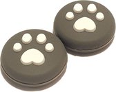 Nintendo Switch & Lite | 1 Set = 2 Thumbgrips | Hondenpootjes | Grijs met Wit