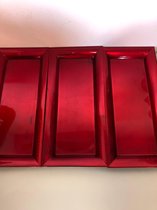 Rode lange dienbladen - set van 3 stuks- plastic