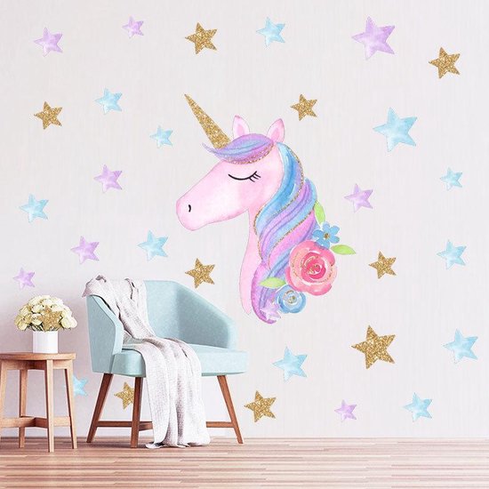 Muursticker | Unicorn | Eenhoorn | Wanddecoratie | Muurdecoratie | Slaapkamer | Kinderkamer | Babykamer | Jongen | Meisje | Decoratie Sticker |