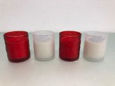 Kerst kaarsen - rood/wit - 4st.
