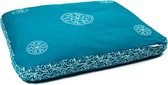 Flowee Zabuton - Meditatiekussen - Turquoise met geborduurde mandala's