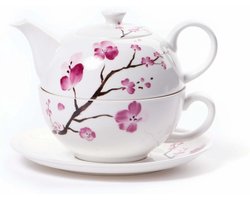 Tea for one set kersenbloesem - Cherry Blossom- Kersenbloesem - Theeset - Poreselein