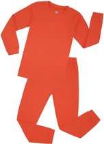 Elowel - Unisex 'Volle Kleur' Pyjama, 2 Delig, 100% Katoen, Comfortabel, Slim fit Broek | 2 Jaar | Koraal