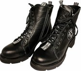 La Pèra Leren Veter Boots Cassido Enkellaarsjes Zwart Dames - Maat 39