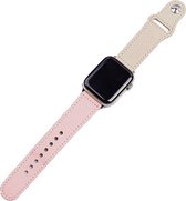 Geschikt voor Apple Watch bandje 38 / 40 / 41 mm - Series 1 2 3 4 5 6 7 SE - Smartwatch iWatch horloge band - 38mm 40mm 41mm - Fungus - PU Leer - Wit - Druksluiting