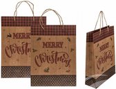 Kerstcadeautasje - Cadeau tas - vrolijk kerstfeest - 18 cm × 8,0 cm × 23 cm Hoog - 2 stuks