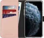 iPhone 11 Pro Hoesje met Pasjeshouder - Selencia Echt Lederen Booktype - Roze