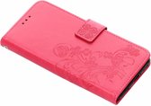 Klavertje Bloemen Booktype Huawei P Smart Plus hoesje - Roze