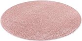 Laagpolig vloerkleed Ata - roze - rond - O 200 cm