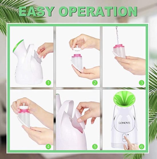 LONOVE Nano Ionic Facial Steamer Warm Mist Gezicht Steamer Home Sauna