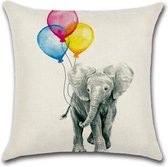 Kussenhoes Ballon - Olifant - Kussenhoes - 45x45 cm - Sierkussen - Polyester