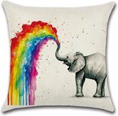 Kussenhoes Rainbow - Olifant - Kussenhoes - 45x45 cm - Sierkussen - Polyester