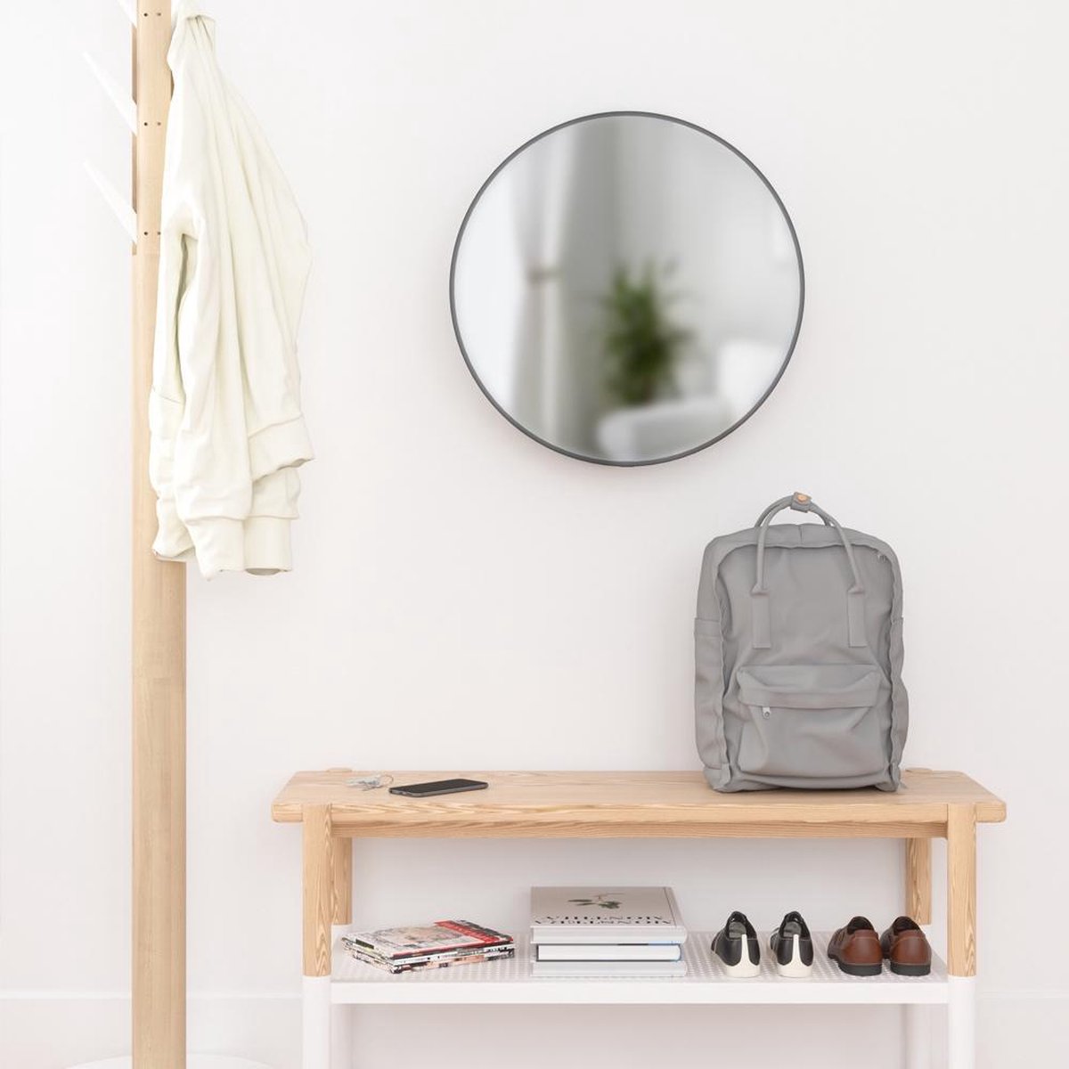 Specchio Con Mensole Umbra Cirko - Design Moderno, Acciaio Nero, 51x51cm - Foto 5