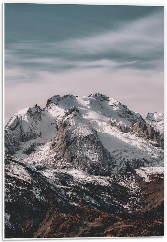 Forex - Hoge Berg Bedekt Met Sneeuw - 40x60cm Foto op Forex