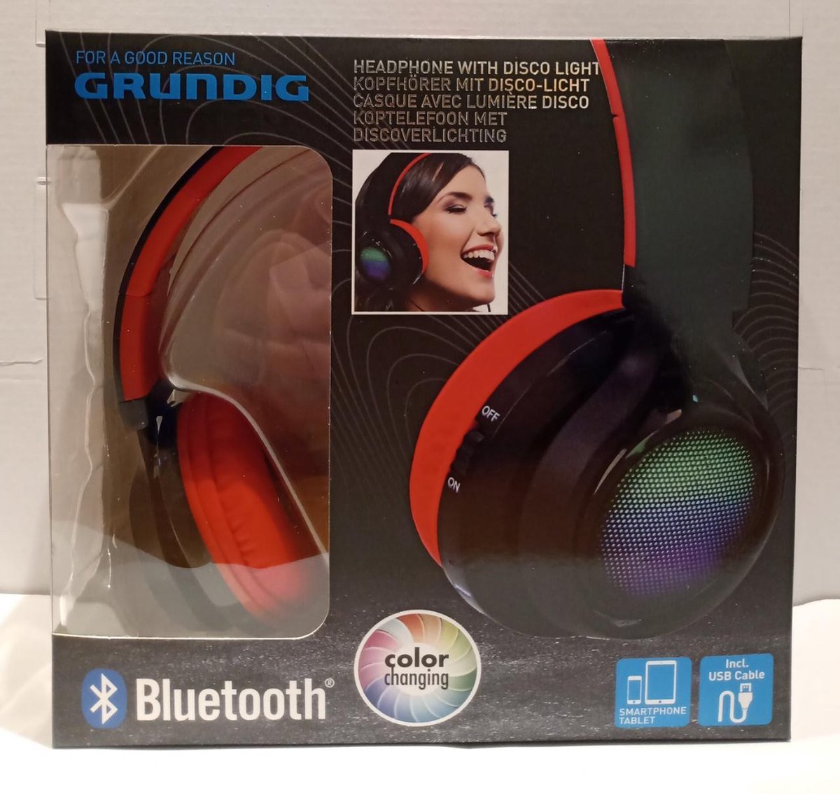 Grundig Disco Bluetooth On Ear Opklapbare Koptelefoon - Zwart Rood | bol.com
