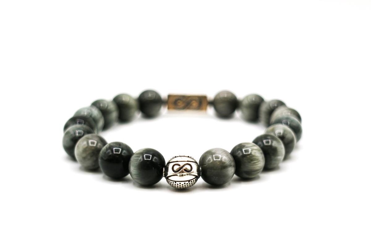 Edelsteen armband - Eagle Eye 10MM - 925 Sterling Zilver - Sieraden man en vrouw - Armband man en vrouw - Armband dames en heren - Cadeau man en vrouw Sieraden heren en dames - Unisex armband