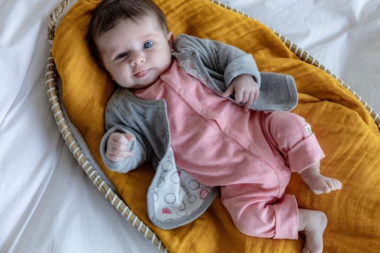 Verhip baby vestje - babykleding - 50/56 - roze- biologisch katoen -  dubbelzijdig te... | bol