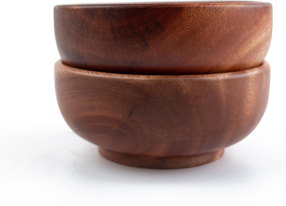 Khaya Woodware - set van 2 Dessert Bowls (houten kommetjes) - Ø 12 cm - Duurzaam Khaya Hout