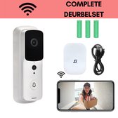Slimme Deurbel met Wifi en Camera - Full HD - Camera Deurbel Draadloos - Draadloze Videodeurbel – Beveiligingscamera Nachtzicht – Infrarood PIR Bewegingsdetectie - Intercom - Wit - Inclusief 