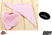 Set van 3 stuks - Roze - Kwijlslabbetje / Bandana Kwijl Slabbetjes / Baby en Peuter Slab / Puntslab / Puntsjaaltjes Baby Drool Bib / Slabber Verstelbaar in 2 maten - 100 % Katoen - Meisjes Roze – 6-laags Organic Cotton – Baby Shower / Kraam Cadeau