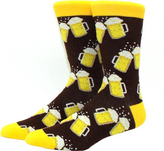 Bier sokken - bruin-geel - one size - unisex
